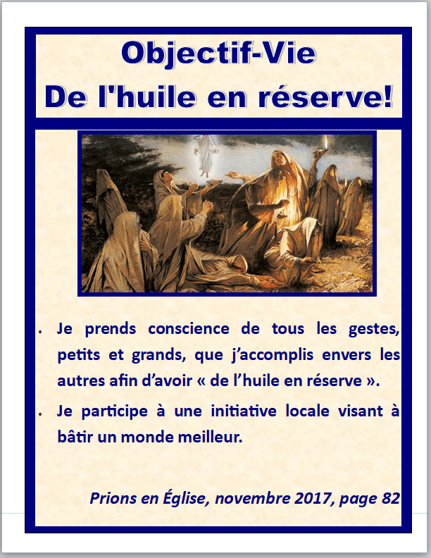 objectif vie de l'huile en réserve