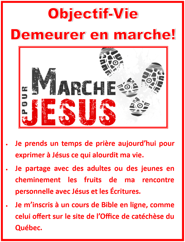 Objectif vie Demeurer en marche