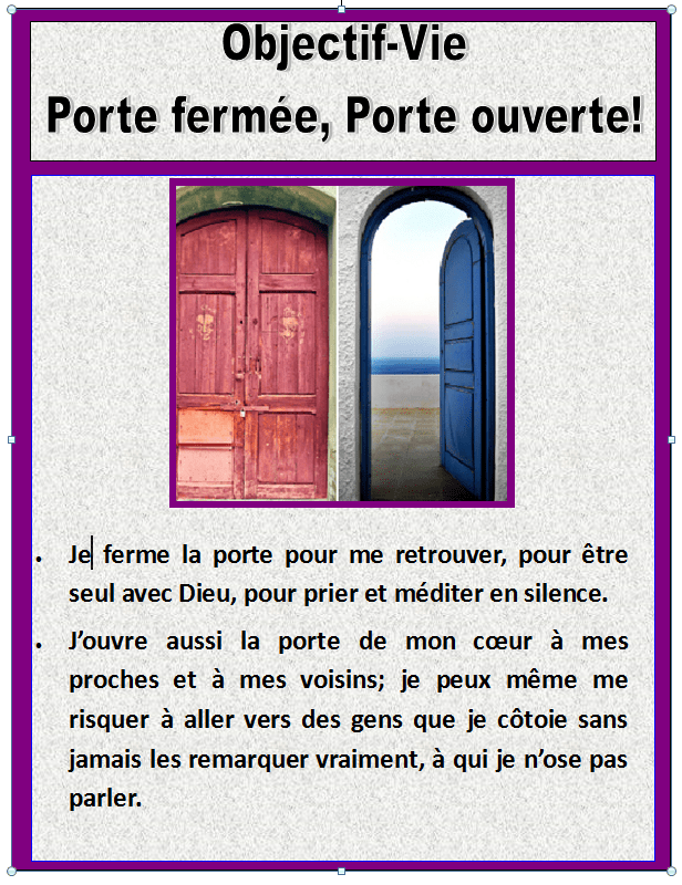 objectif vie porte fermée porte ouverte