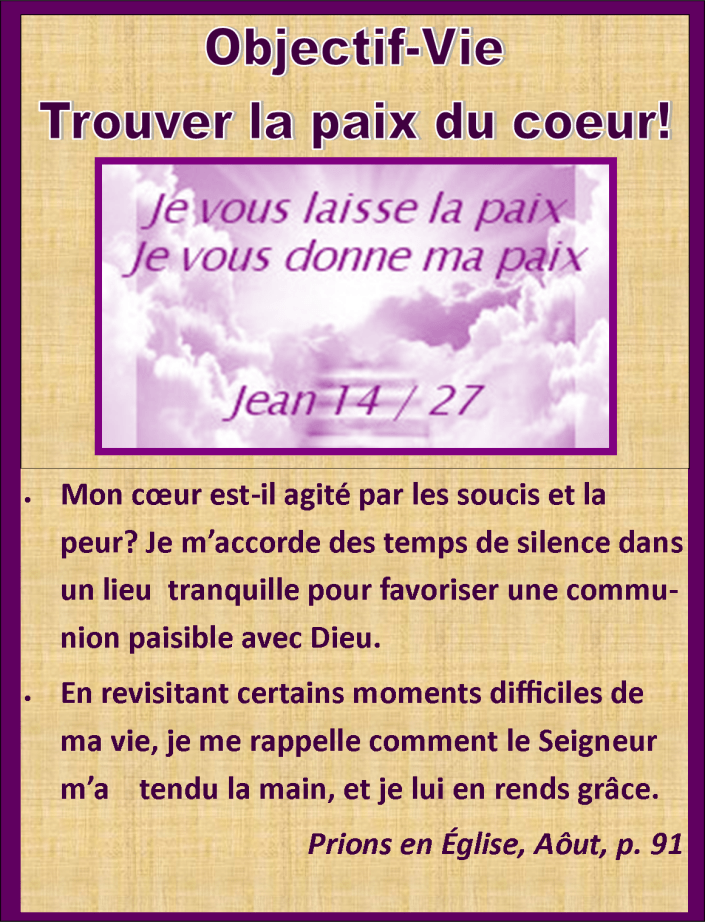 objectif vie trouver la paix du coeur