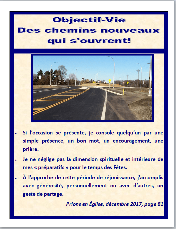 Objectif vie des chemins nouveaux qui s'ouvrent