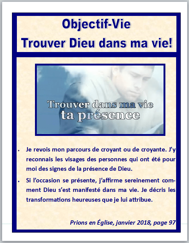 Objectif vie trouver Dieu dans ma vie