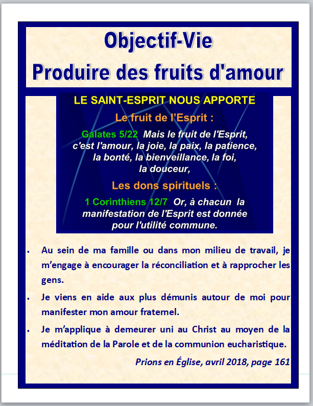 Objectif vie produire des fruits d'amour